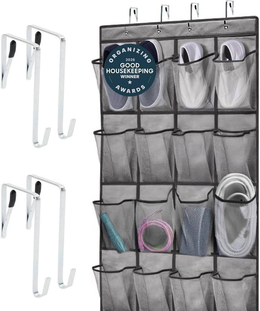 Zapatero para puerta 24 bolsillos malla 40lb color gris