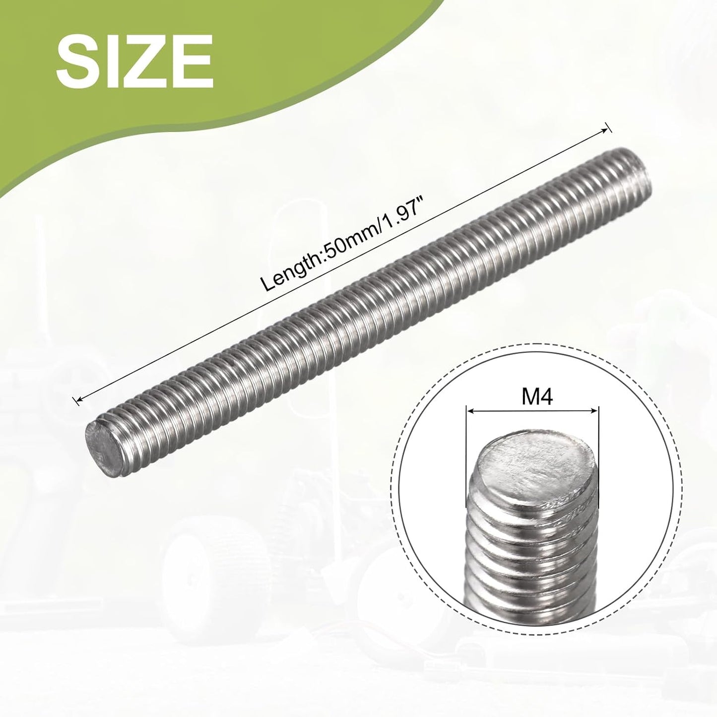 Varilla roscada M4-0.7 acero inox 304 20 pzas