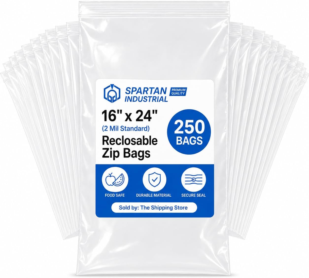 Bolsas plástico transparente 16x24pulg cierre resellable