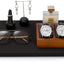 Soporte doble madera reloj vitrina con almohada gris