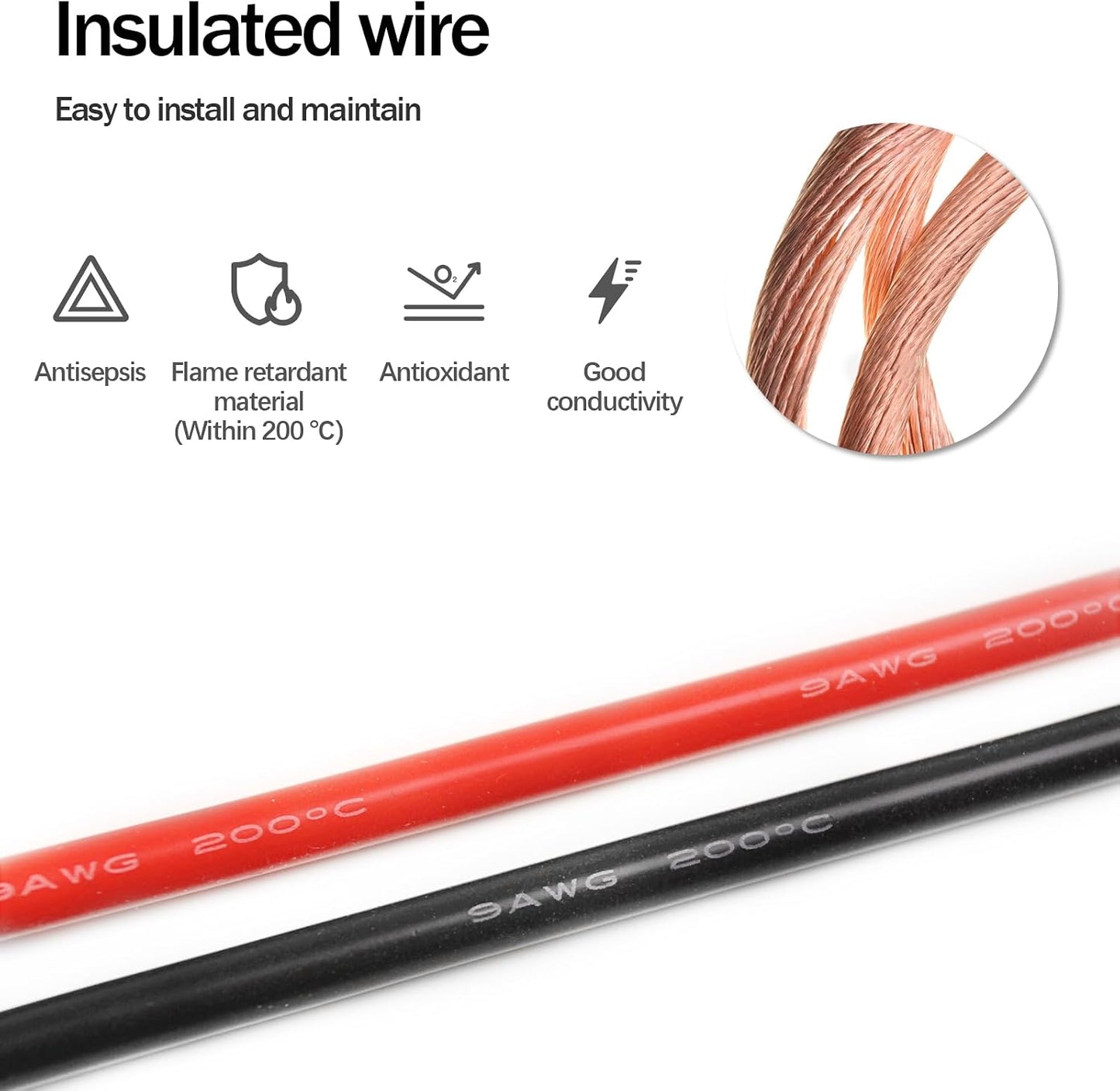 2 Pzas Conector Batería 50A 600V con Anillo O Cable 0.98pies