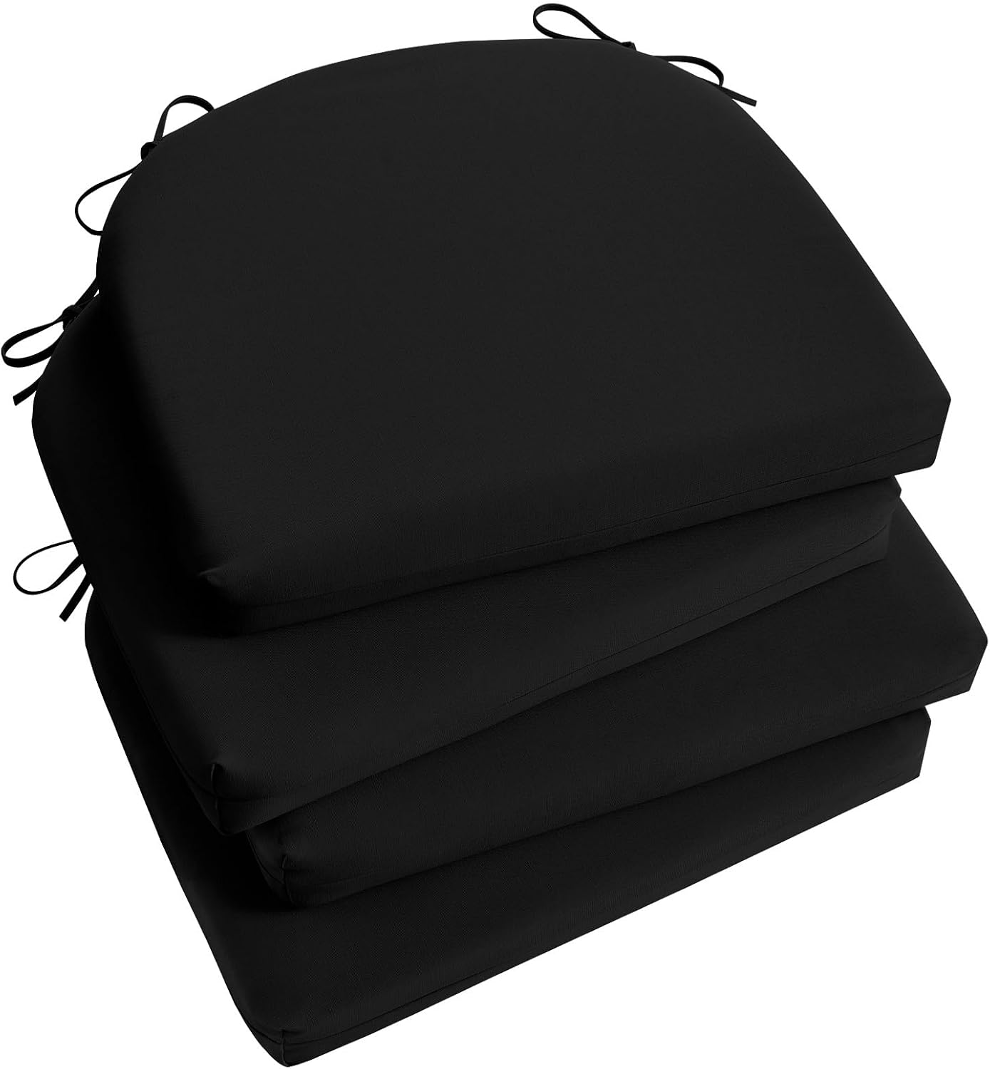 4 Cojines silla patio resistente agua 17x16" negro