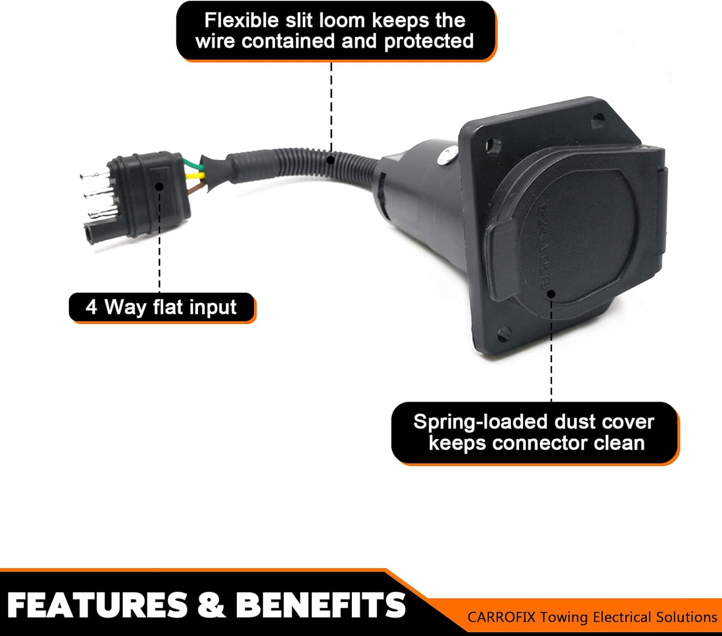 Adaptador cable remolque 4 a 7 vías con soporte