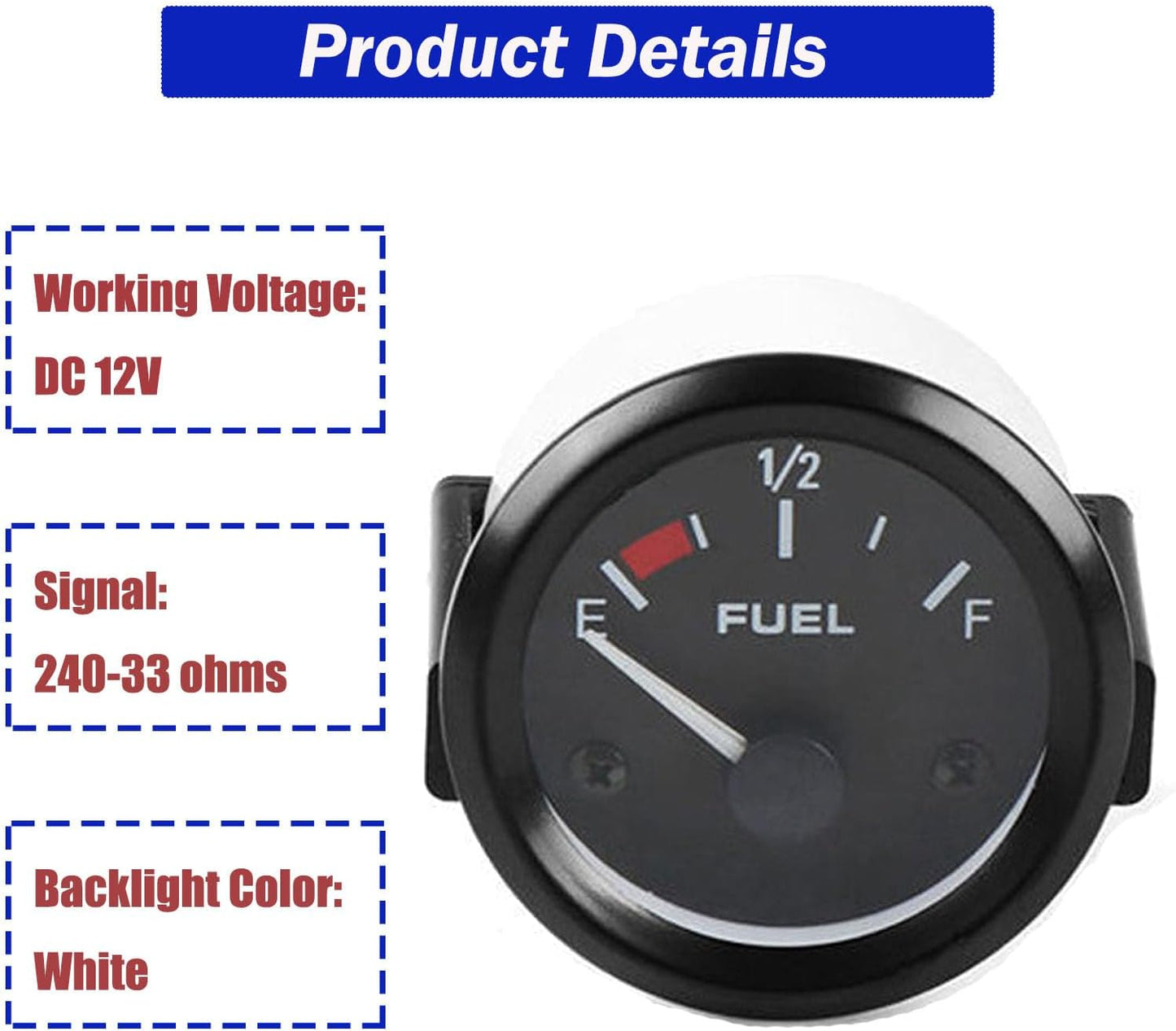 Medidor combustible 2" 52mm 12V para barco coche
