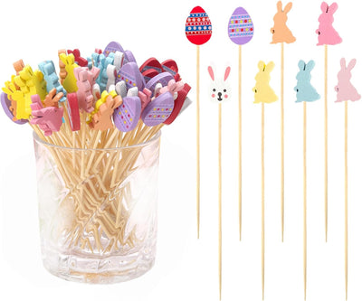 100 Palillos Bambú Natural para Aperitivos Pascua