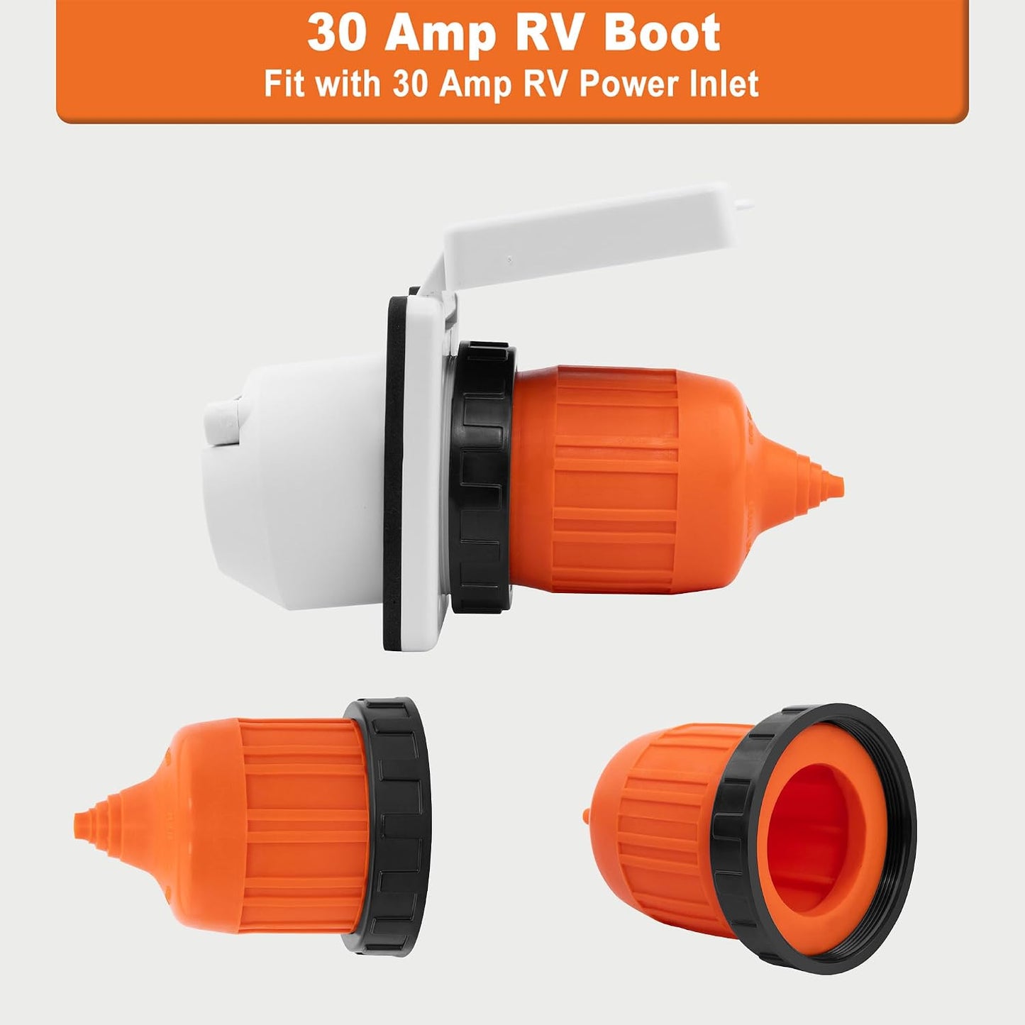 Entrada corriente RV 30A 125V conector giratorio naranja