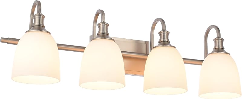 Lámpara tocador baño vintage níquel 4 luces