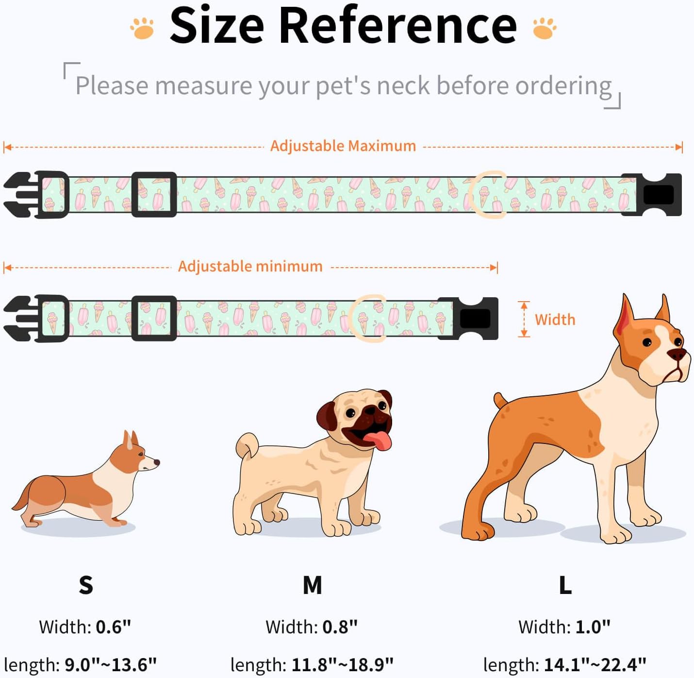 Collar algodón perro ajustable diseño luna hebilla seguridad