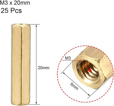Separador hexagonal latón para PCB drone y computadora 25pcs