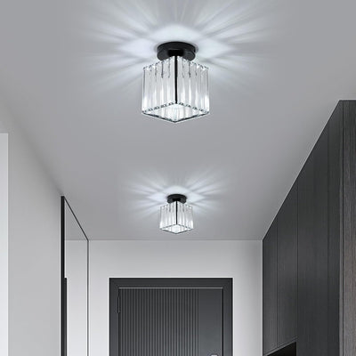 2 Lámparas Techo Cuadradas Cristal Semiempotradas 5.1pulg Negro