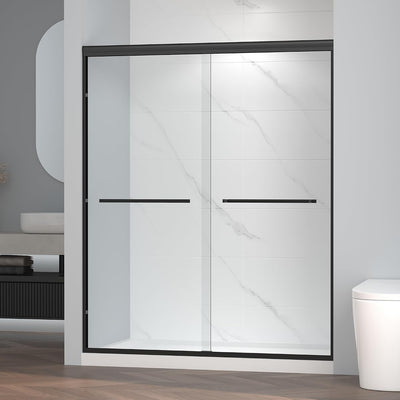 Puerta ducha corrediza 56-60x72pulg vidrio templado negro