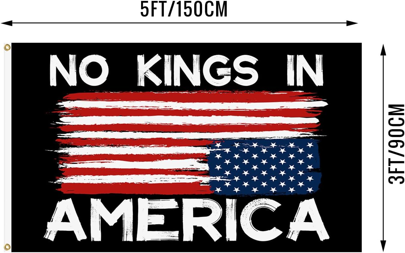 Bandera No Kings 3x5ft para fiesta patio jardín con ojales latón