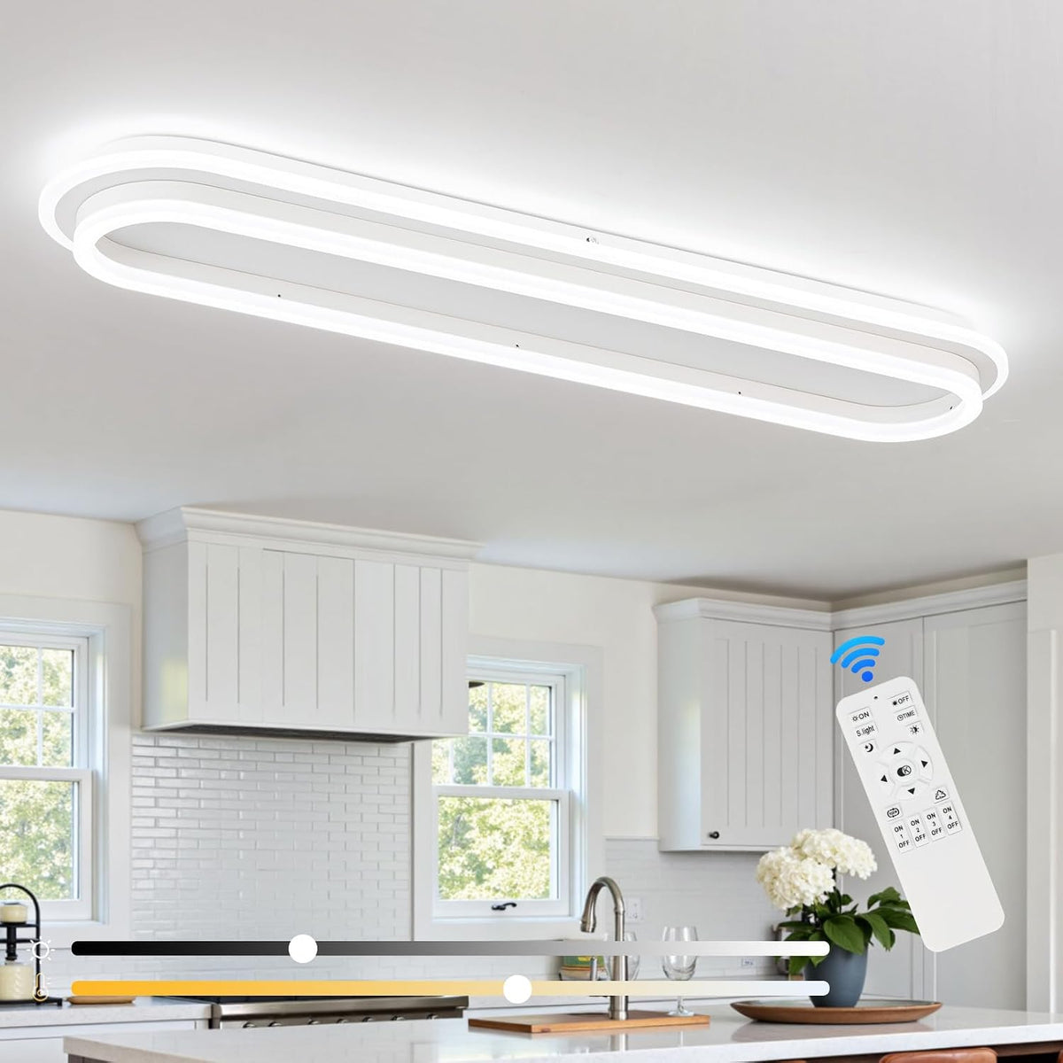 Lámpara techo LED lineal 31.5pulg control remoto cocina sala