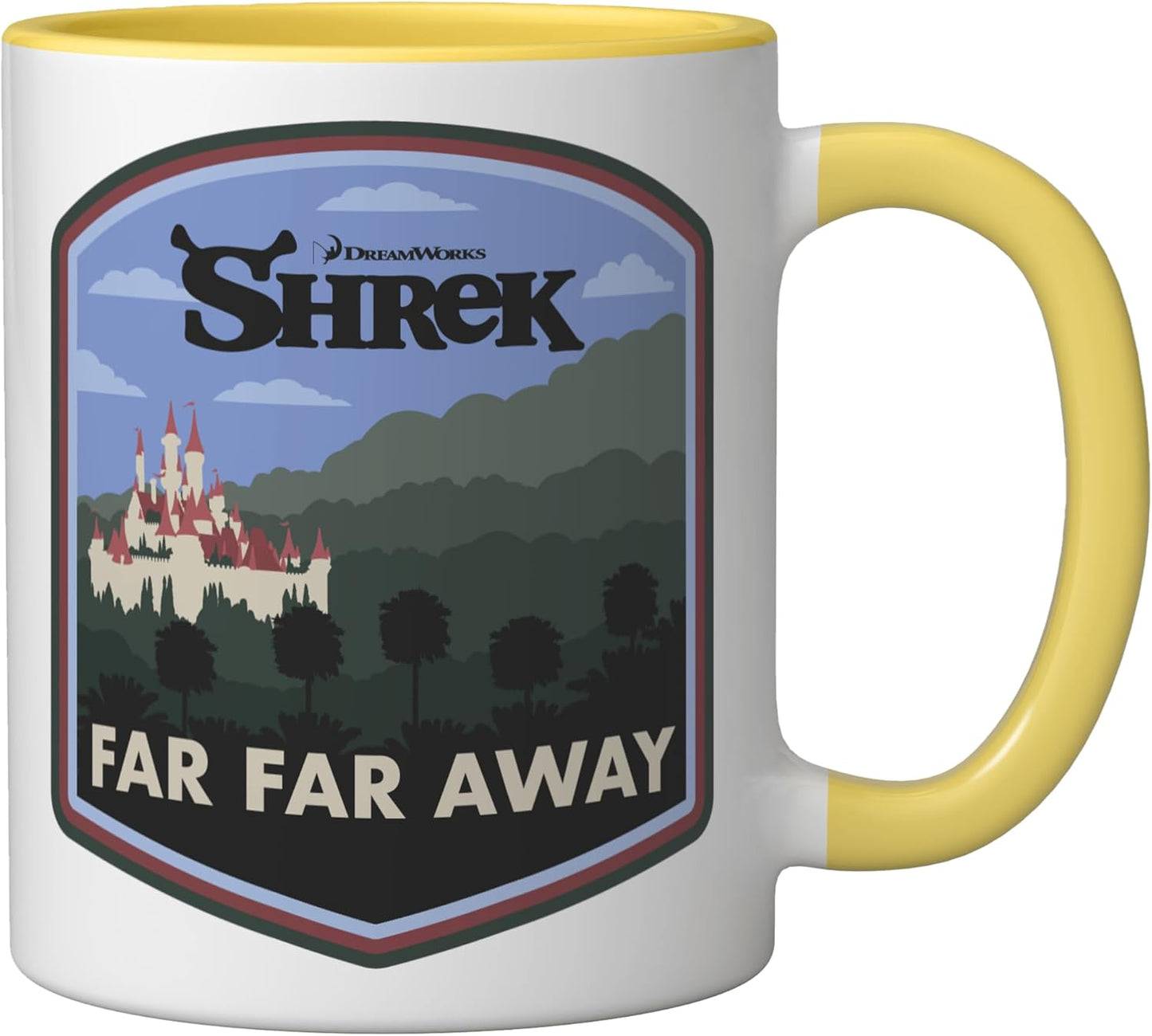 Taza Cerámica Shrek Castillo Amanecer Amarillo/Blanco