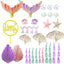 Juego decoración pastel sirena colas algas hojas doradas