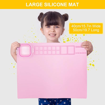 Tapete silicona arte con taza limpiador pinceles para niños