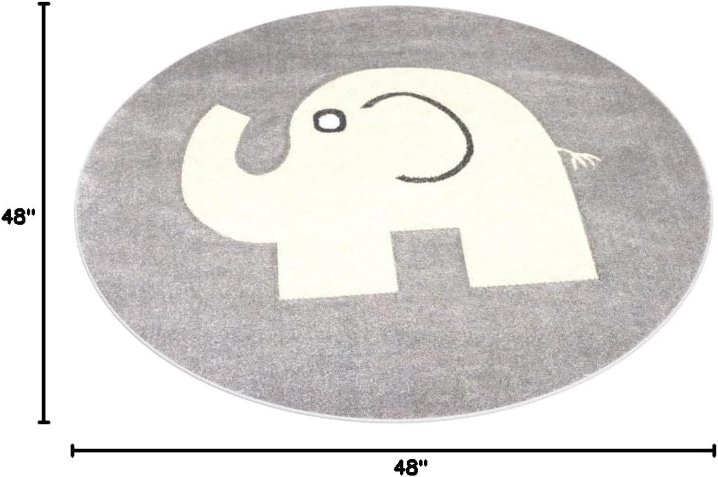 Alfombra redonda para niños 4ft gris y marfil
