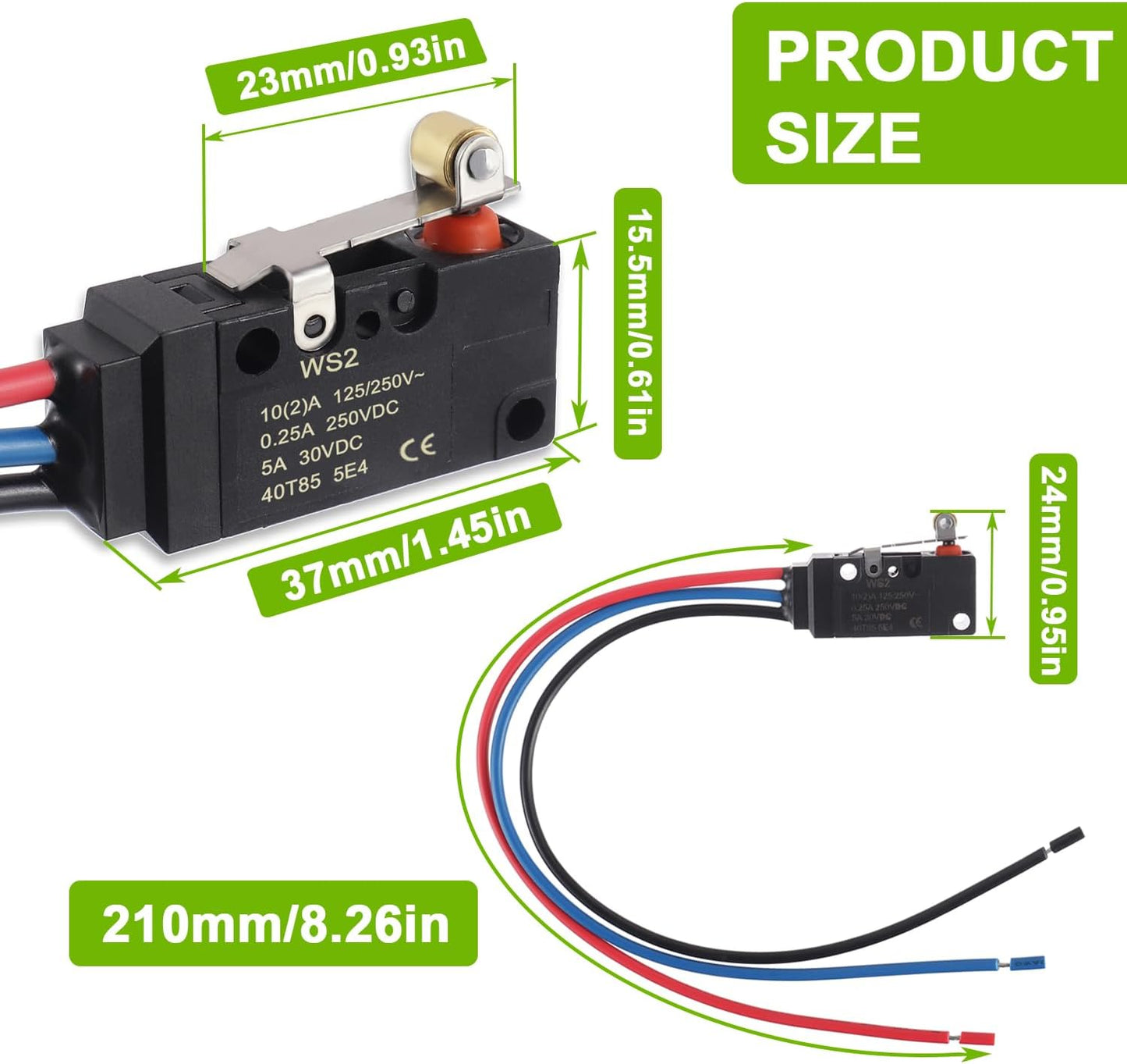 Interruptor límite micro SPDT 10A 250VCA impermeable set 2
