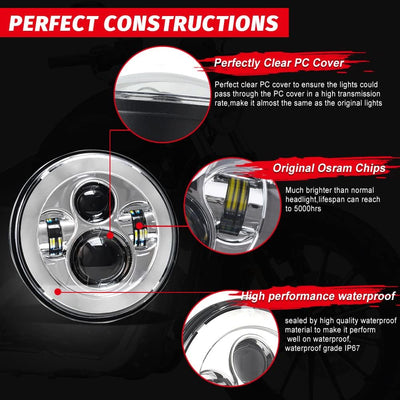Faro LED 7" luces antiniebla 4.5" para motocicleta Harley