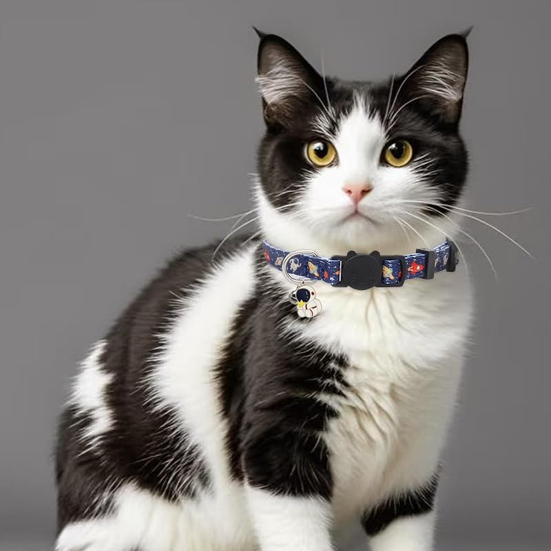 Collares gato separables algodón con campanas forma astronauta