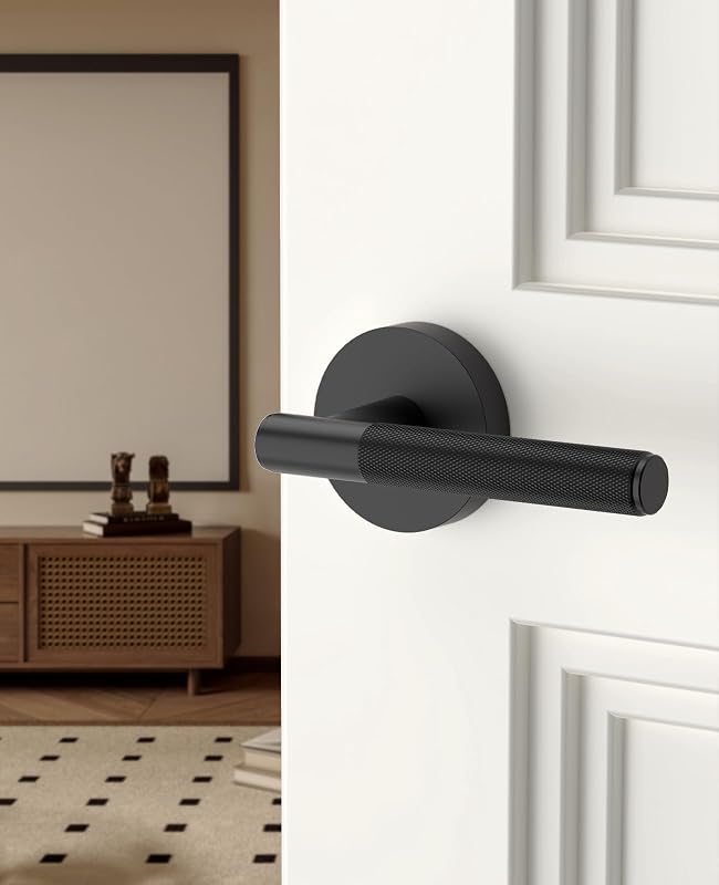 Manija puerta paso palanca para interiores negra resistente