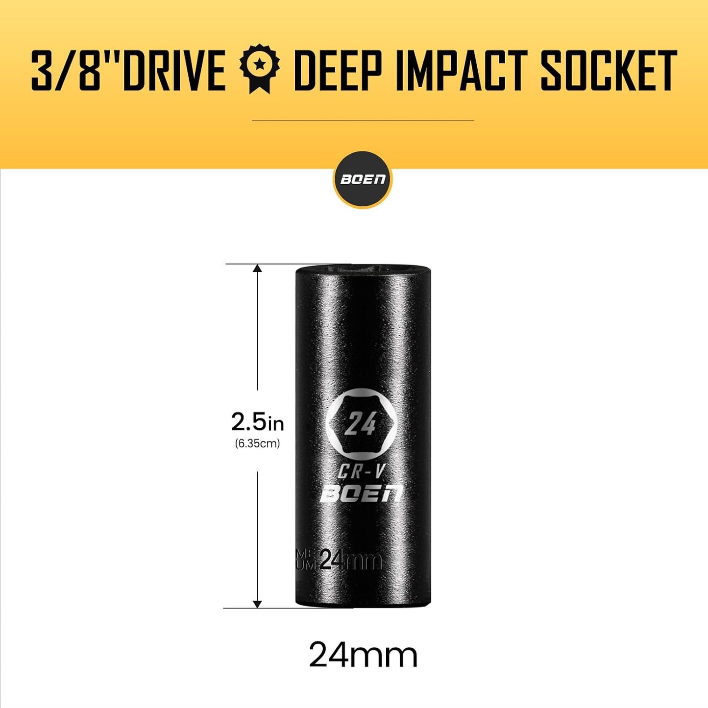 Zócalos impacto 3/8pulg acero Cr-V 6 puntos duradero