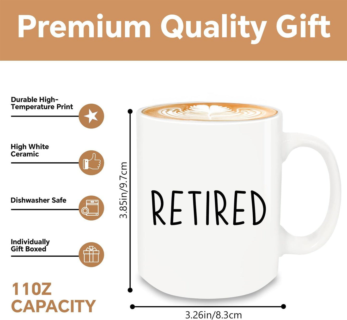 Taza cerámica 12oz regalo jubilación para mujer y hombre