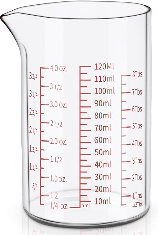 Taza medidora vidrio borosilicato 4oz pico V