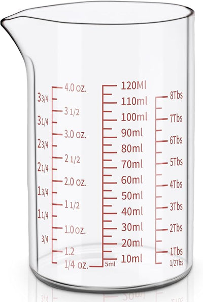 Taza medidora vidrio borosilicato 4oz pico V