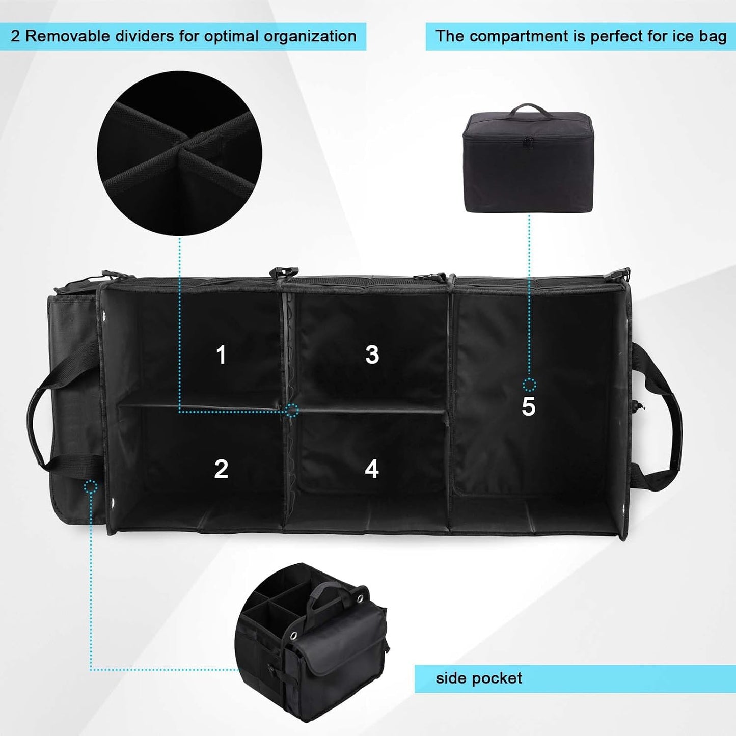 Organiz. maletero SUV con bolsa refrigeradora plegable