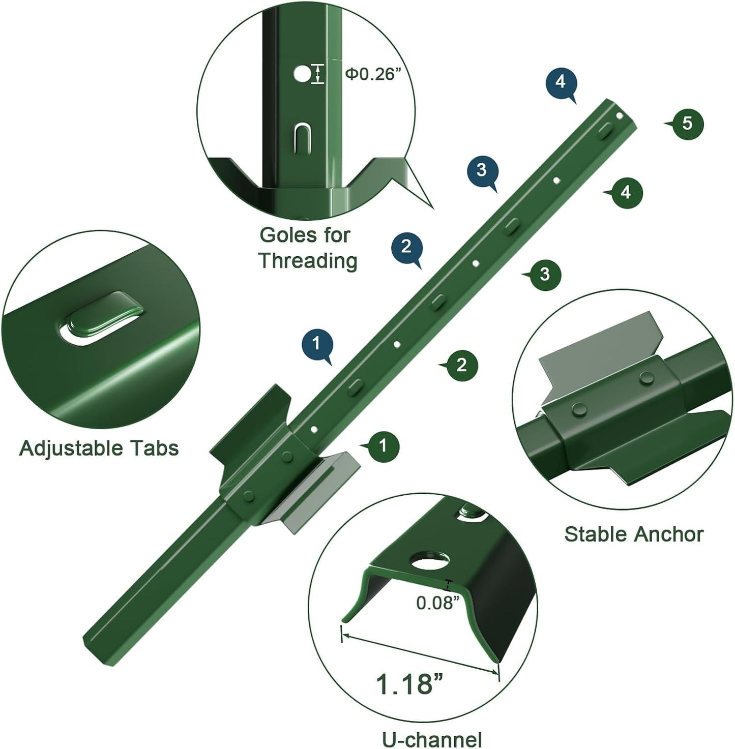 Postes valla metal 4ft pack 10 estacas valla temporal