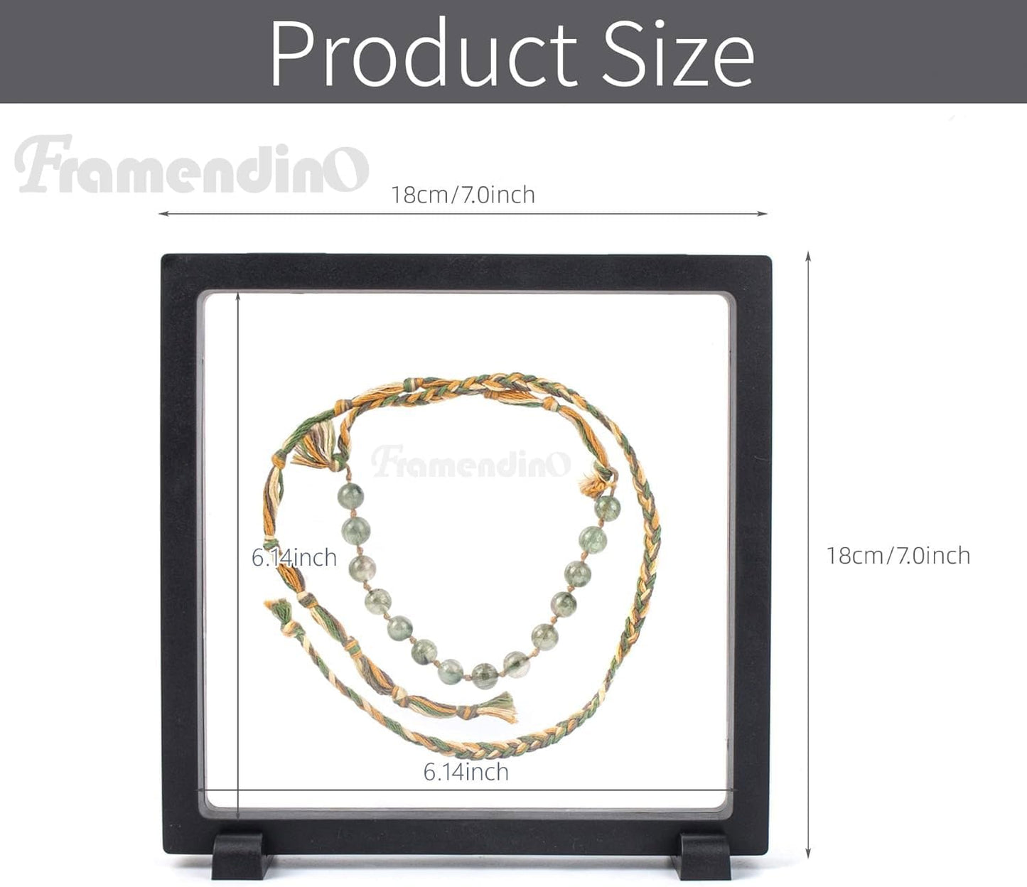 Caja almacenamiento joyas 7x7" vitrina 3D negra set 4