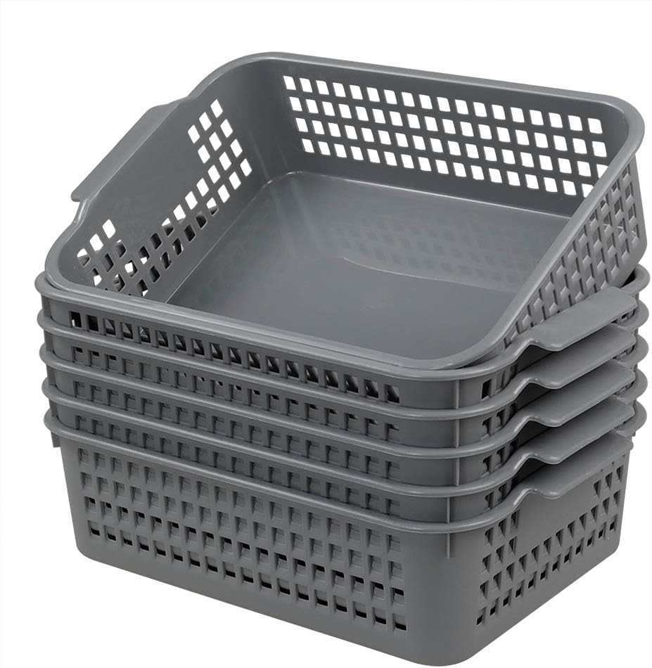 Set 6 cestas organizadoras plástico gris