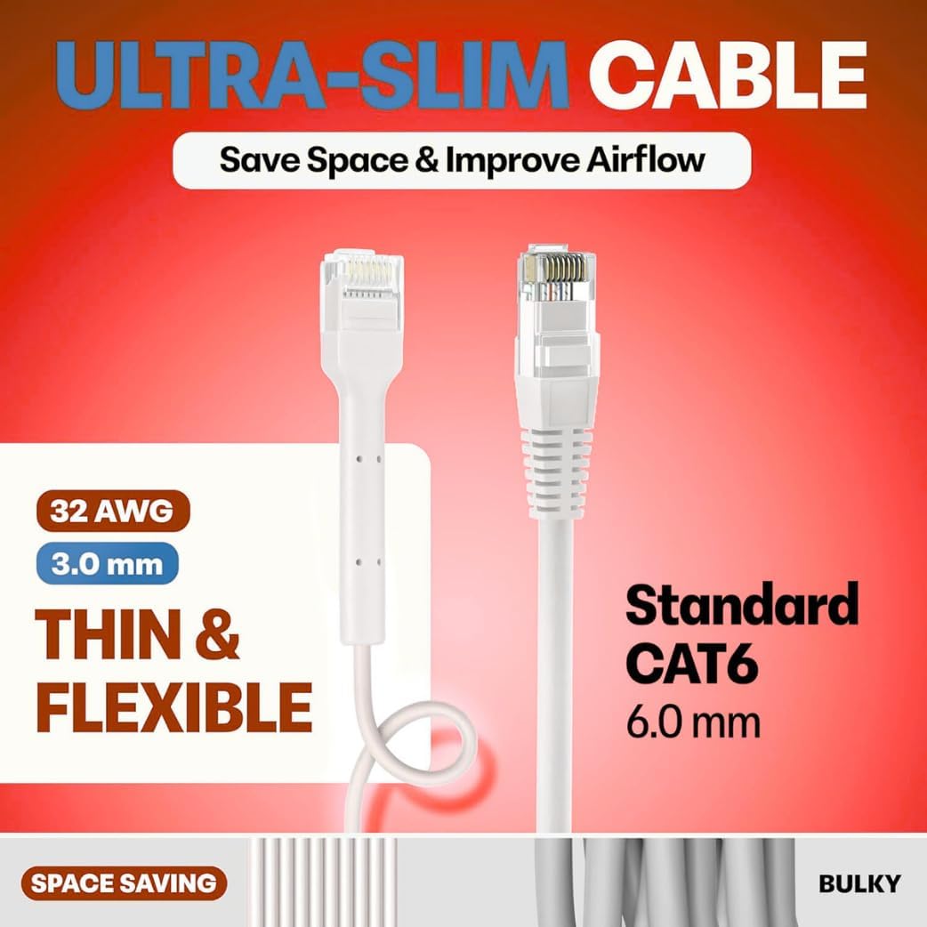 Cable Ethernet Cat6a flexible 10 Gbps con conectores dorados