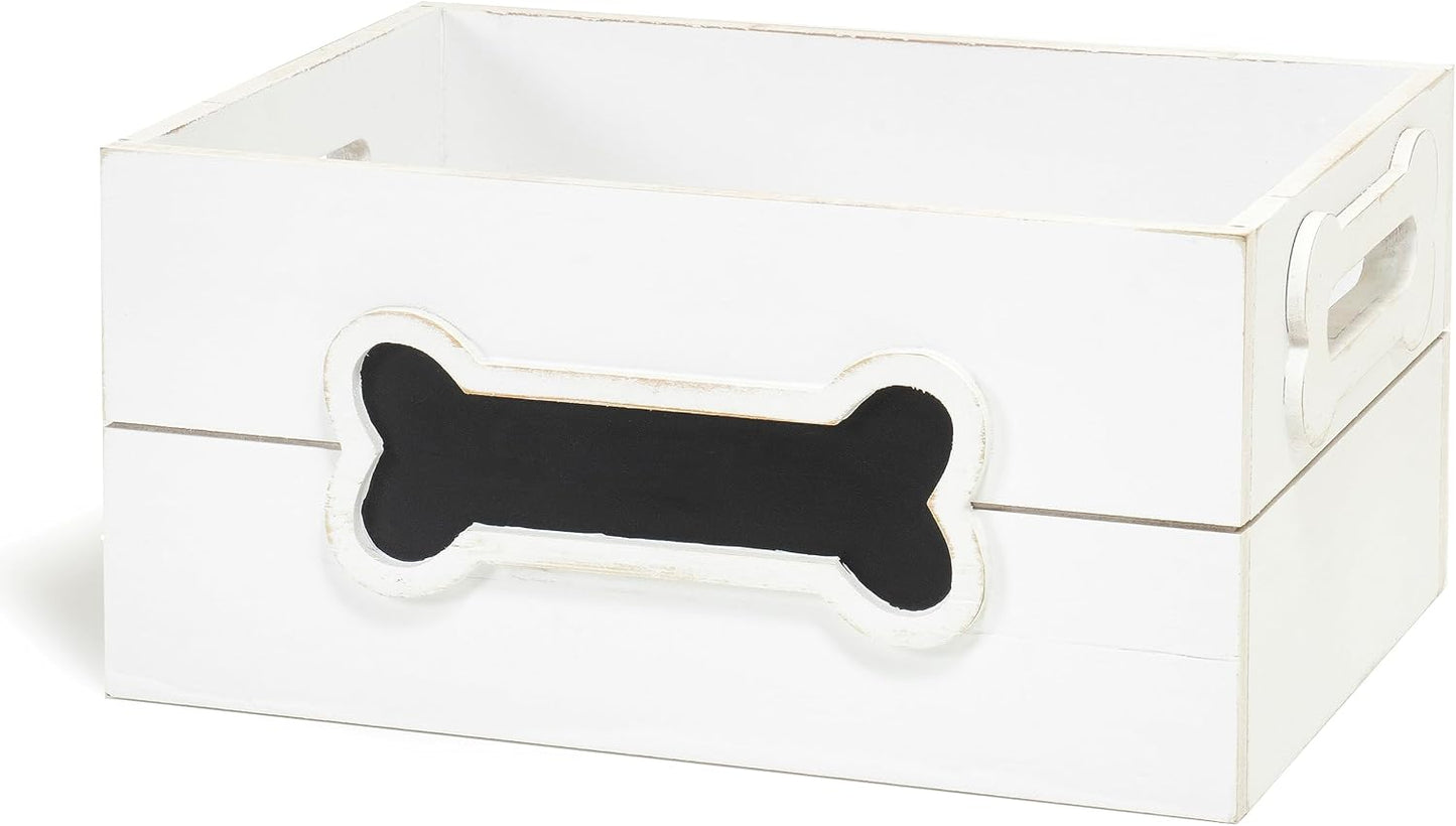 Caja almacenamiento juguetes madera 12x9" asas pizarra