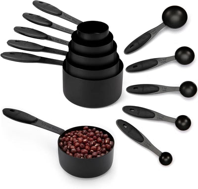 Set 10 Pzas Tazas y Cucharas Medidoras Acero Inox