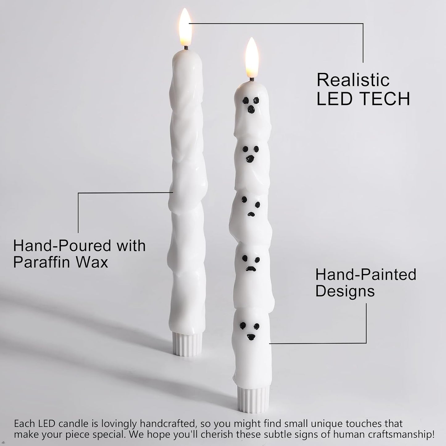 Set 4 velas cónicas LED Halloween con control remoto