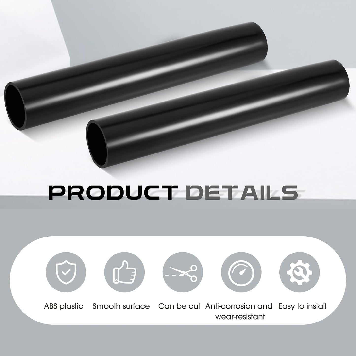 2 Tubos Drenaje ABS 3pulg x2ft Plástico Negro