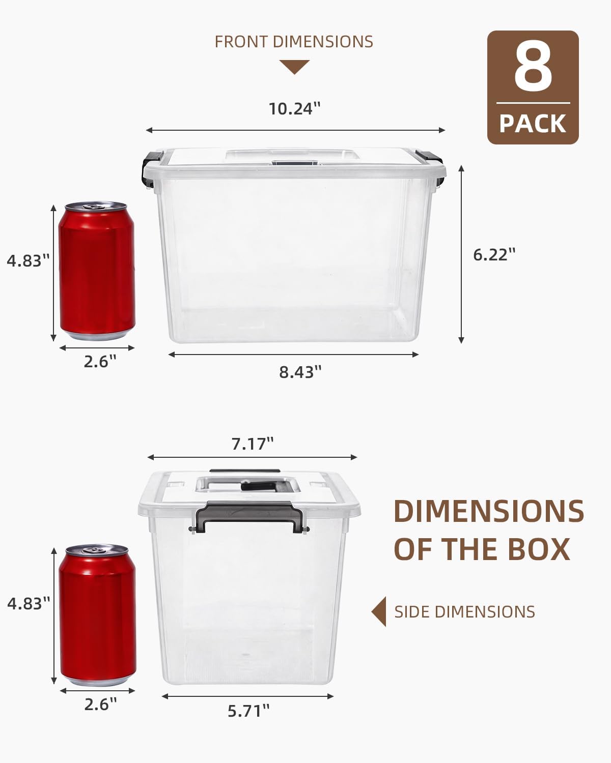 8 Pack Contenedores Plástico 6qt Con Tapa Pestillo Apilables
