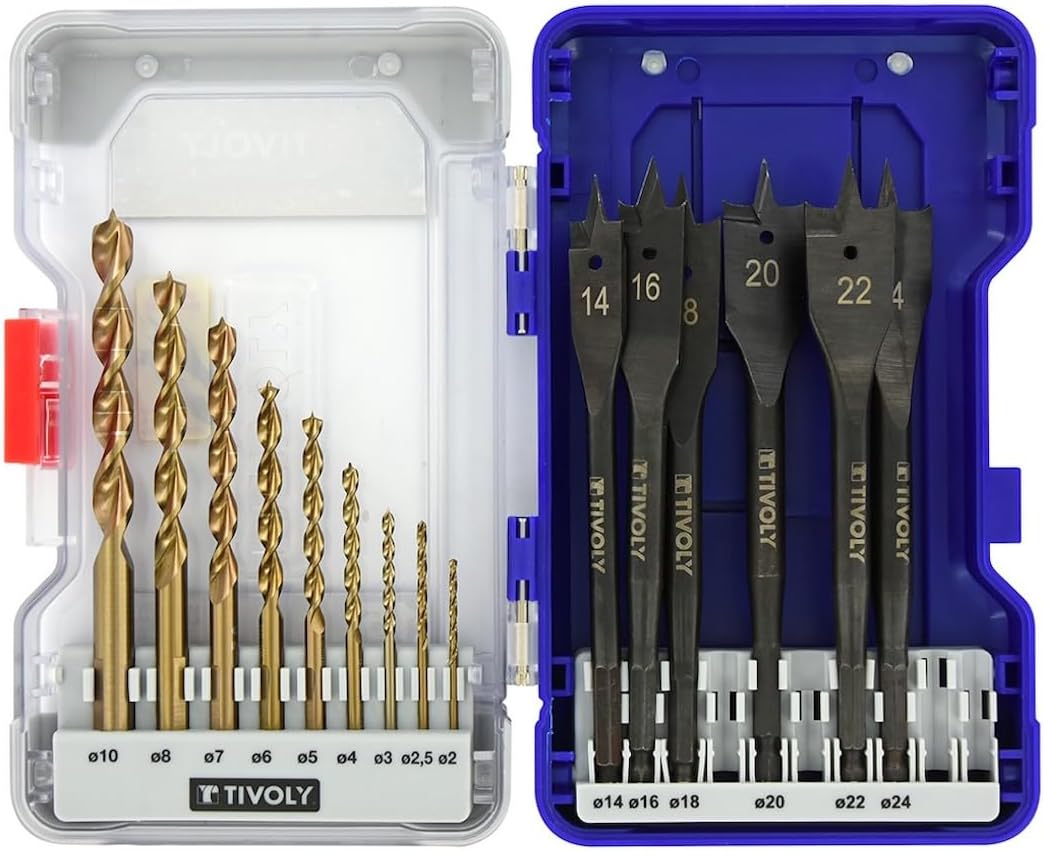 Set 15 Pzas Brocas HSS para Madera Dura 5/64 a 25/64