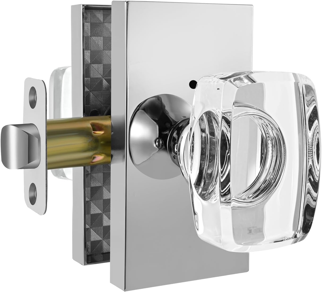 Pomo puerta cristal interior con cerradura cromo pulido moderno