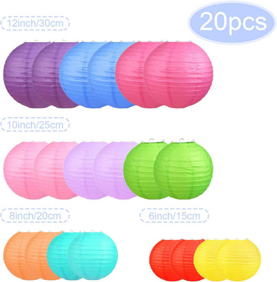 20 Linternas Papel Decorativas para Fiesta Interior Exterior