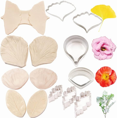 Set 8 moldes silicona cortador flores acero inox cupcakes