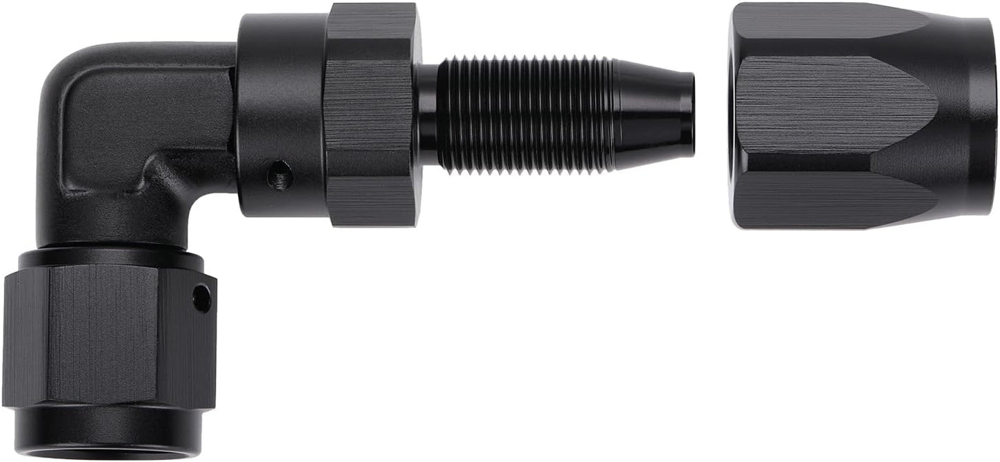 Codo adaptador manguera aluminio negro 90grados