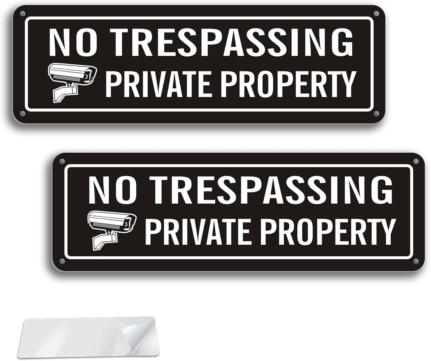 2 Carteles No Trespassing Autoadhesivo 9.8x3pulg