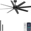 Ventilador techo 60pulg negro 8 aspas control remoto motor CC