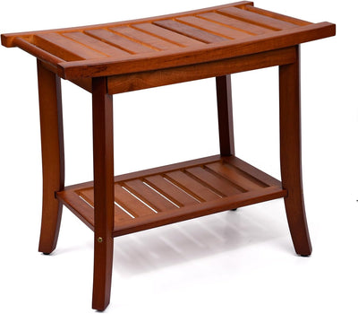 Banco ducha teca 22pulg con estante asa impermeable