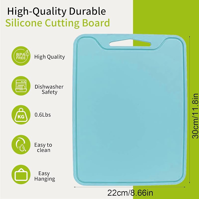 Tabla cortar silicona 11.8x8.6pulg antideslizante sin BPA