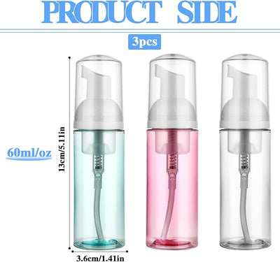 3 Pzas Botella Espuma Viaje 2oz Dispensador Plástico Recargable