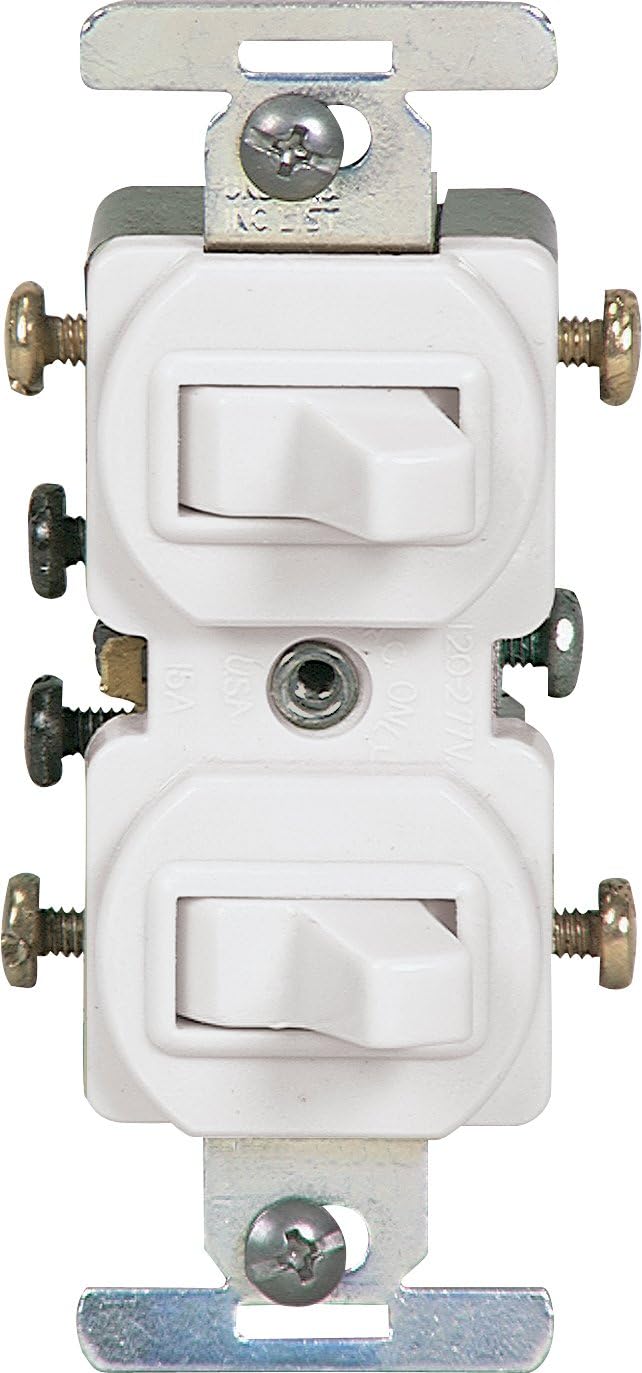 Interruptor dúplex palanca 276W 15A color blanco